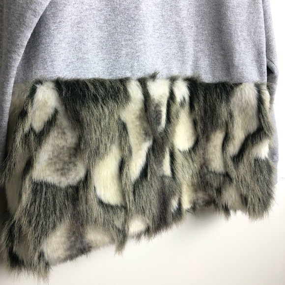 HARVEY FAIRCLOTH Gray Faux Fur Side Zipper Sweater - Picture 3 of 14